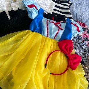 Carter's Blue, Yellow and Red Fairy Tale Dress with Red Bow Headband